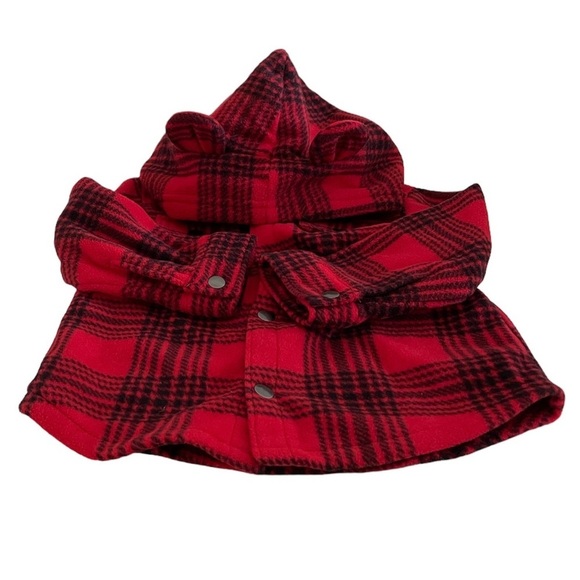Old Navy Red & Black Plaid Snap Button Hooded Jacket Baby Girl 18-24 Months - Picture 9 of 13